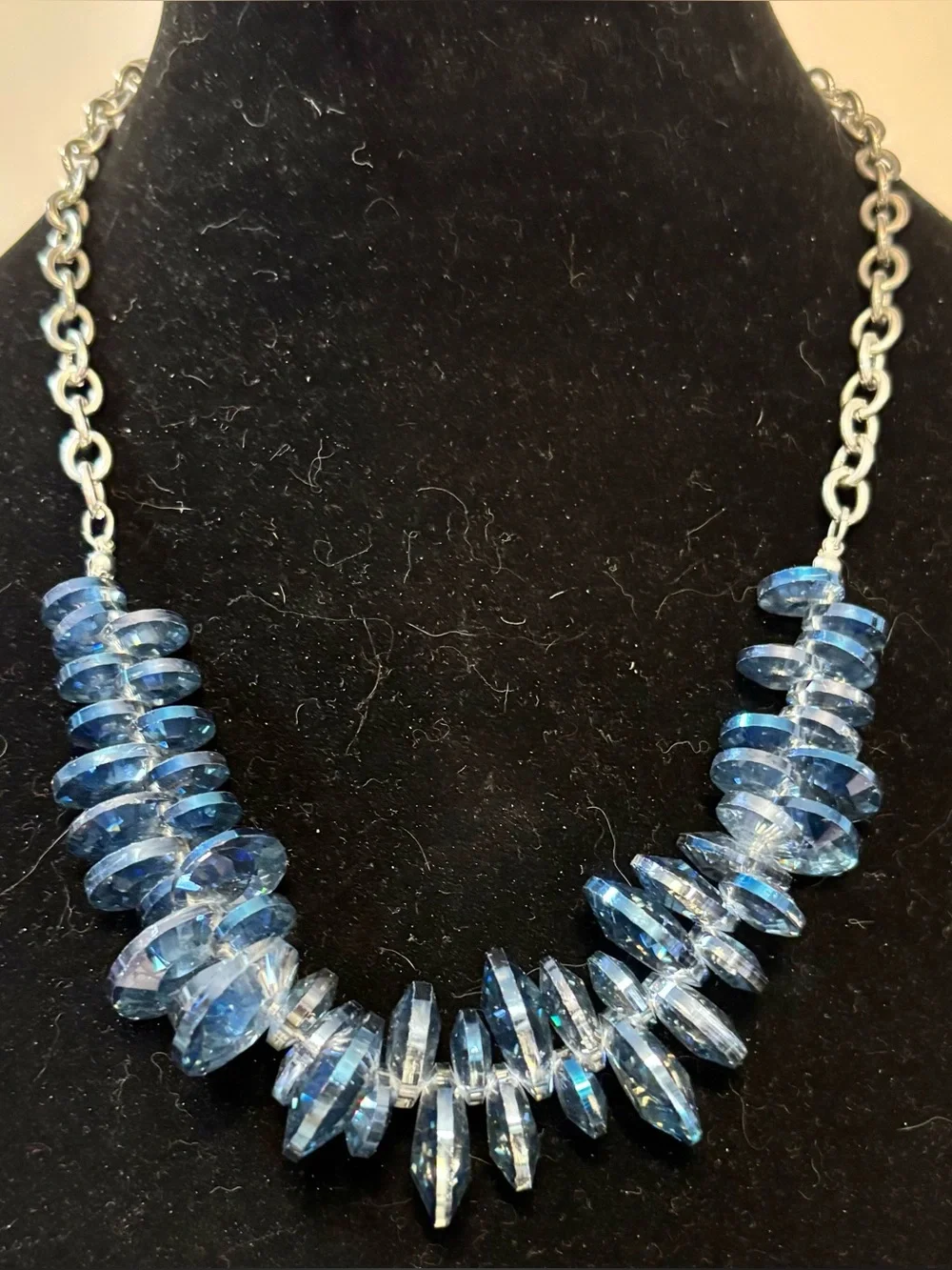 Artisan Blue Crystal Disc Statement Necklace